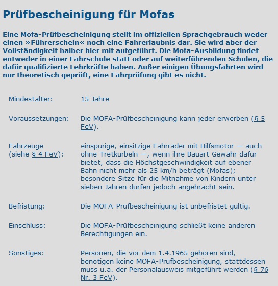 F�hrerscheinerkl�rung-Mofa